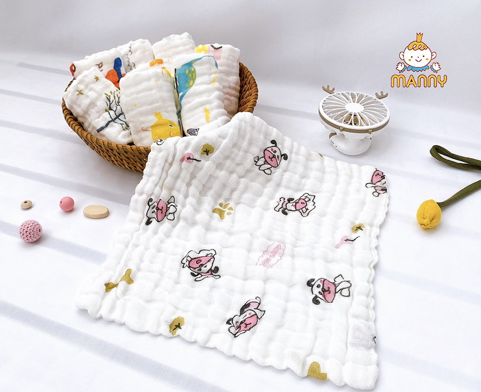 Set 5 khăn xô 6 lớp Manny cao cấp 30x30cm