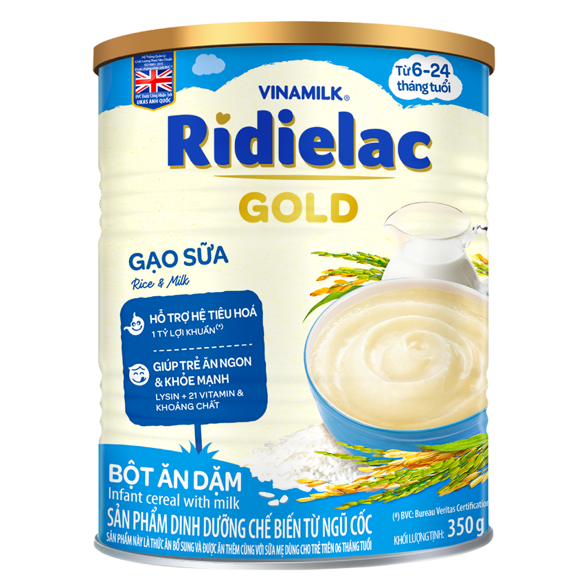 Bột ăn dặm Ridielac Gold Gạo Sữa 350g