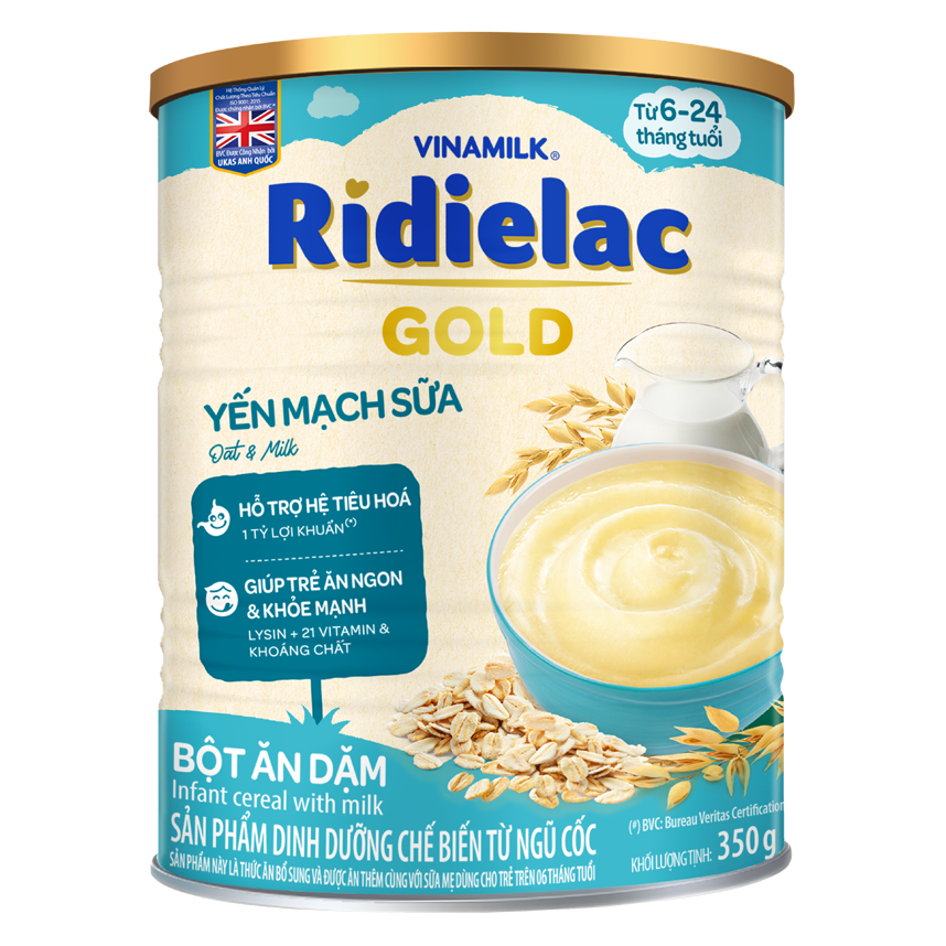 Bột ăn dặm Ridielac Gold Yến mạch Sữa 350g