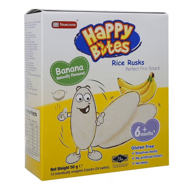 Bánh gạo ăn dặm Happy Bites vị chuối 50g