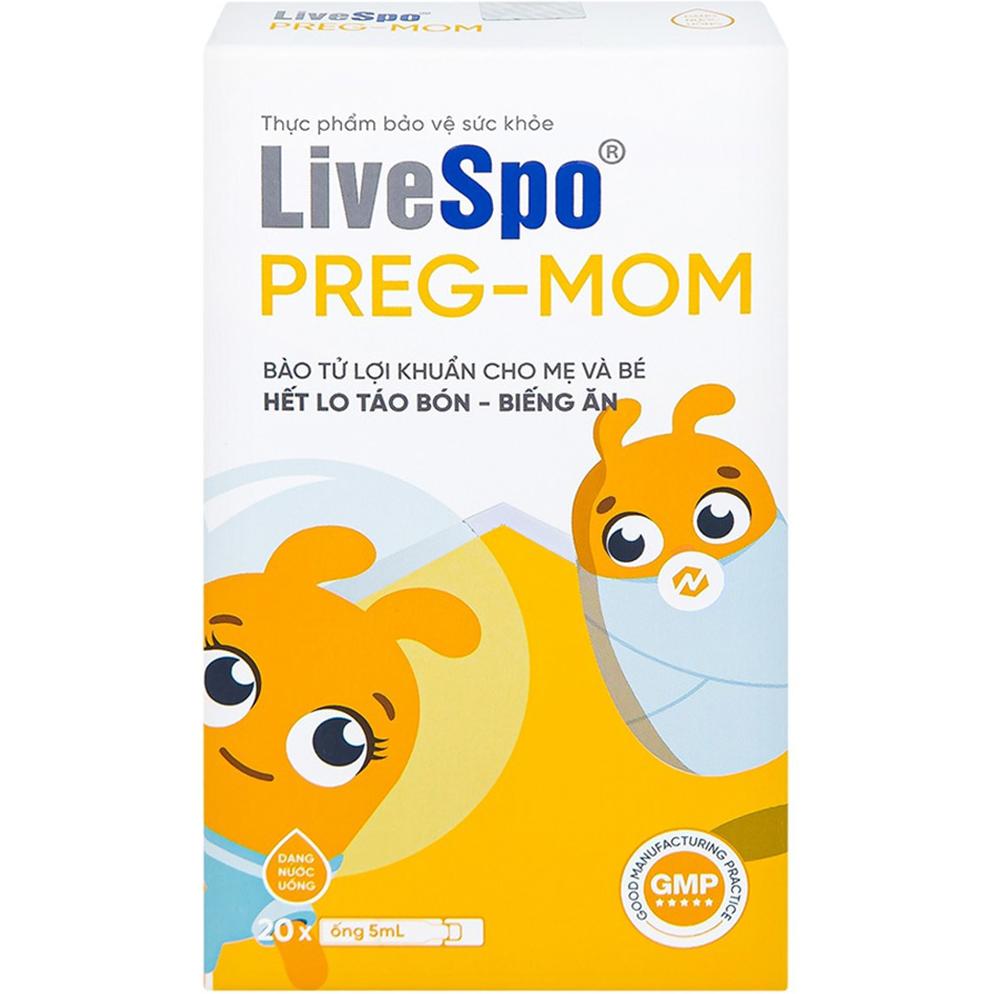 Bào tử lợi khuẩn LiveSpo Pregmom bổ sung lợi khuẩn đường ruột (Hộp 20 ống)