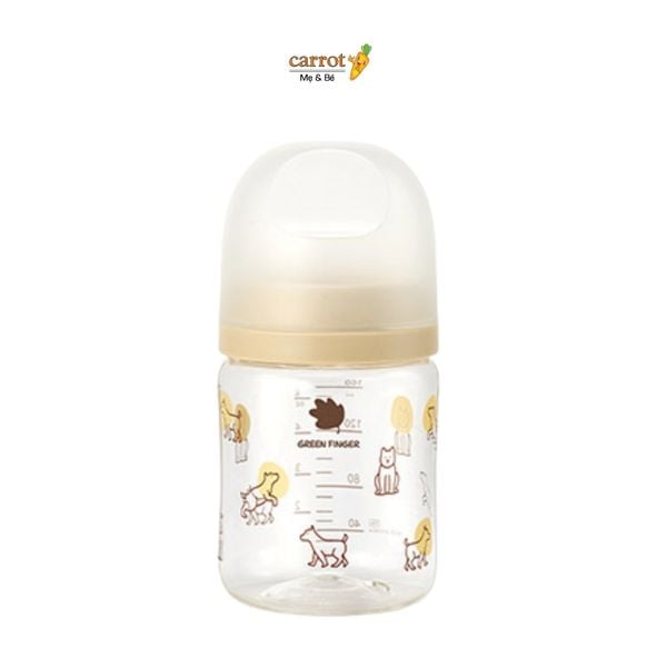 Bình Sữa Bebe Grow Green Finger 160ml Họa Tiết Cún vàng Nhựa PA 