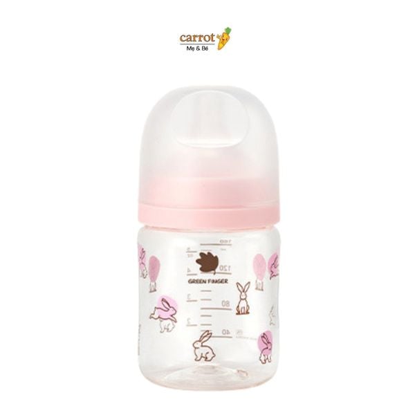 Bình Sữa Bebe Grow Green Finger 160ml Họa Tiết Thỏ Nhựa PA 
