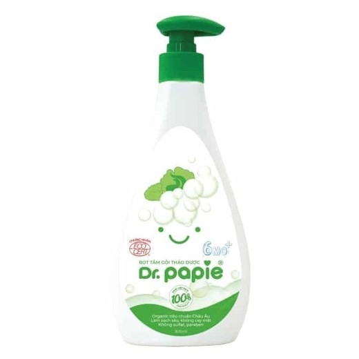 Sữa tắm gội thảo dược thiên nhiên Dr Papie 300ml dùng cho bé 6 tháng+ (Dạng bọt)