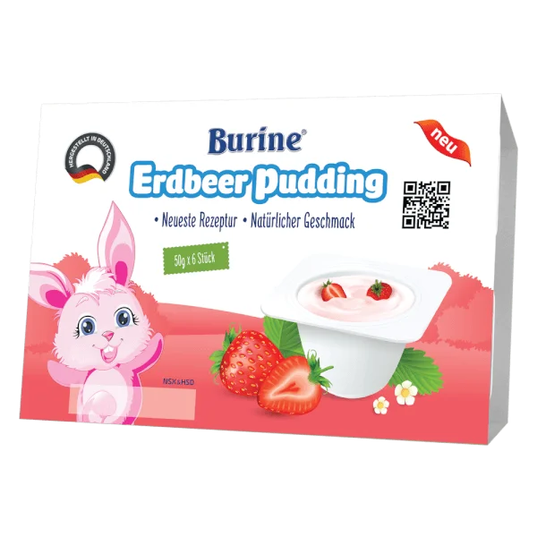 Cháo sữa Pudding Burine 300g hương dâu cho bé 6M+