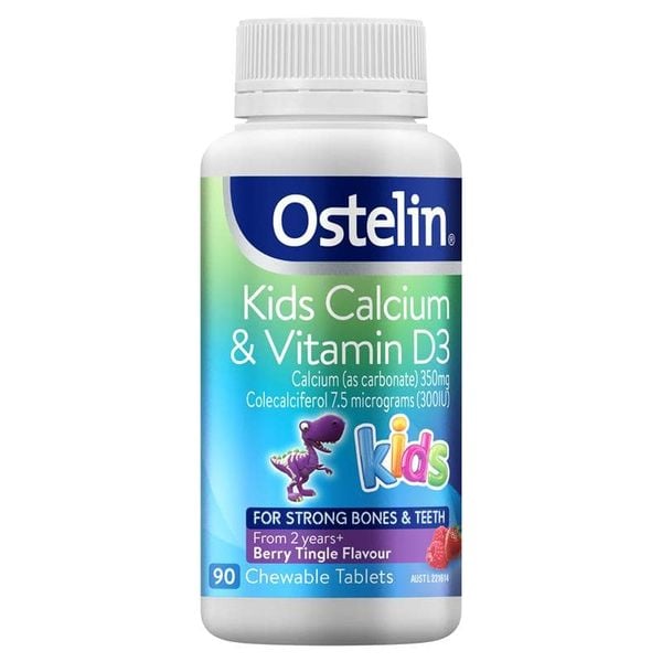 Canxi và vitamin D3 Ostelin cho bé lọ 90 viên nhai (nhập khẩu Úc)