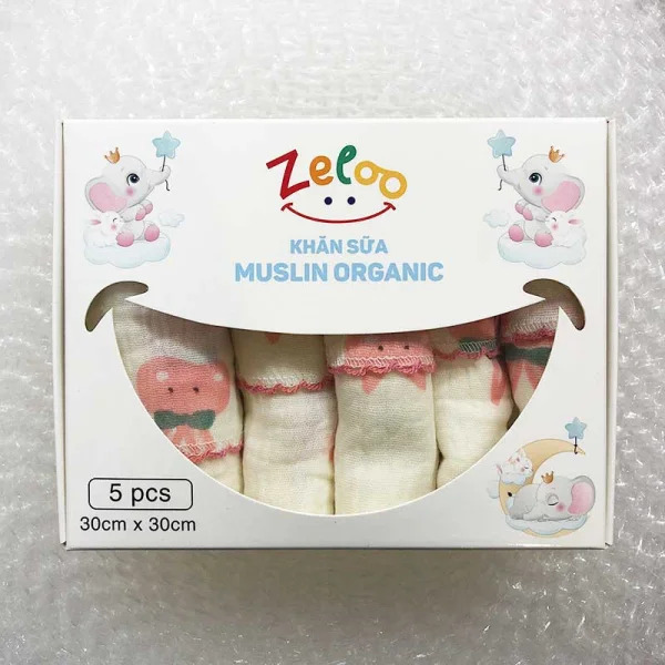 Hộp 5 khăn sữa Muslin Zeloo cao cấp 30x30cm