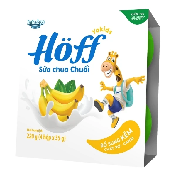Sữa chua có đường Hoff - hoa quả các vị (Lốc 4 hủ) (6 tháng trở lên)