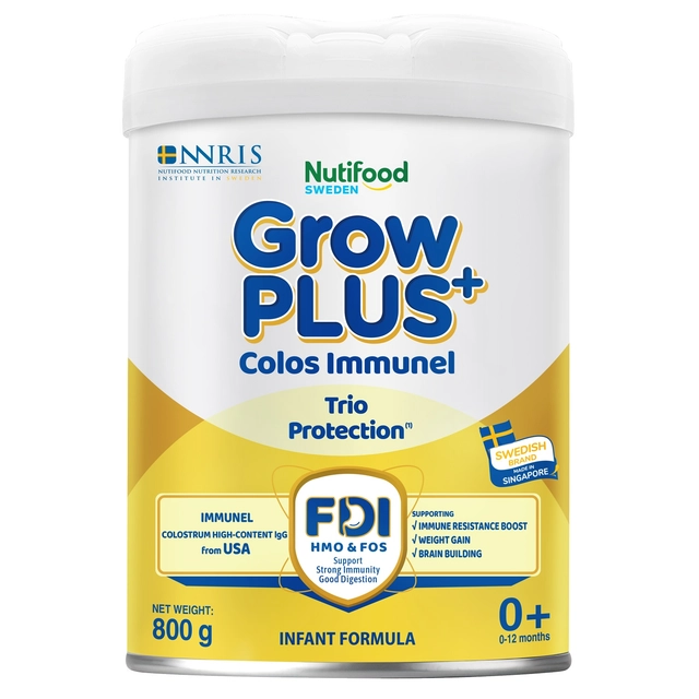 Sữa bột Nutifood GrowPlus+ Colos Immunel 0+ 800g cho bé 0-12 tháng