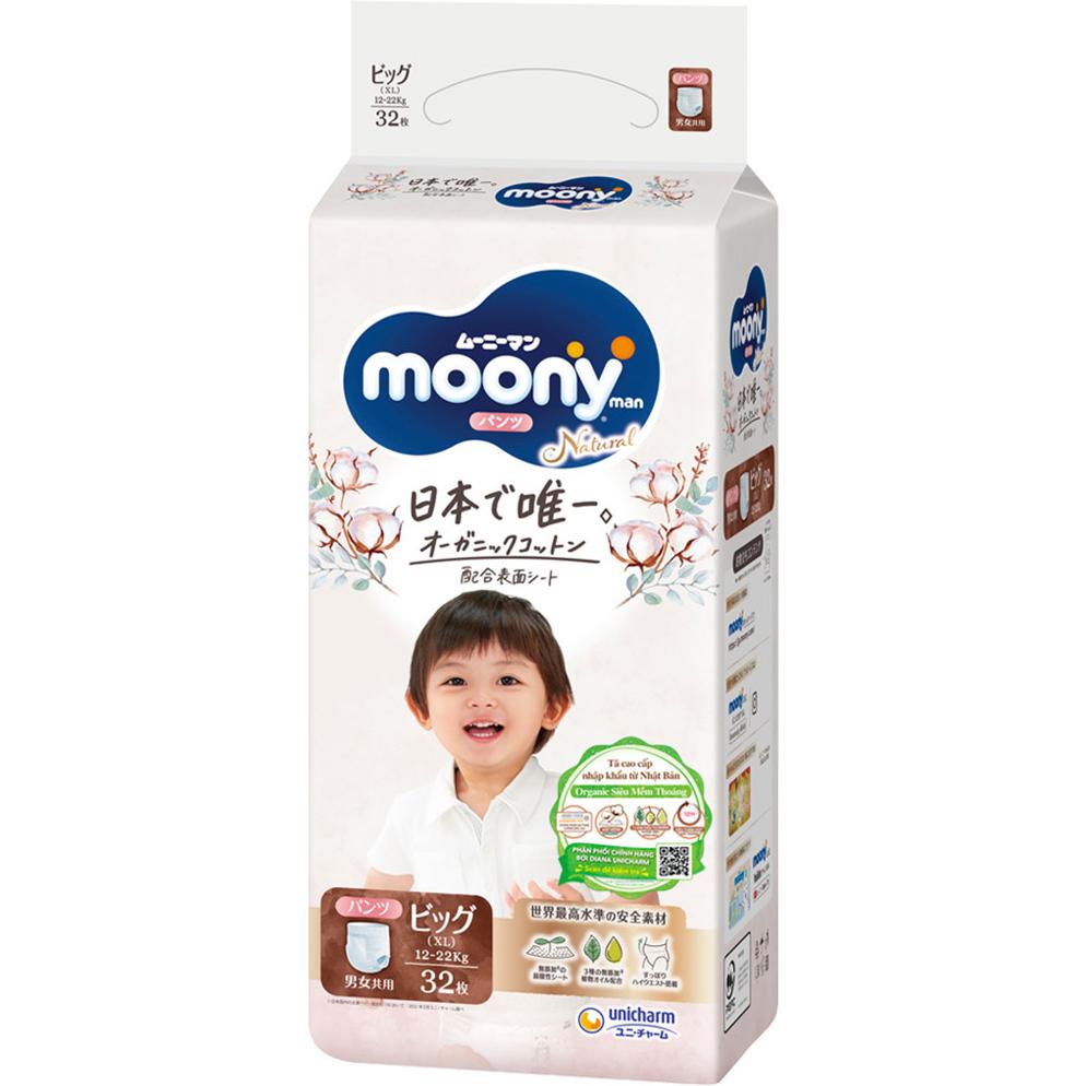Bỉm - Tã quần Moony Natural size XL 32 miếng (12 - 22kg)