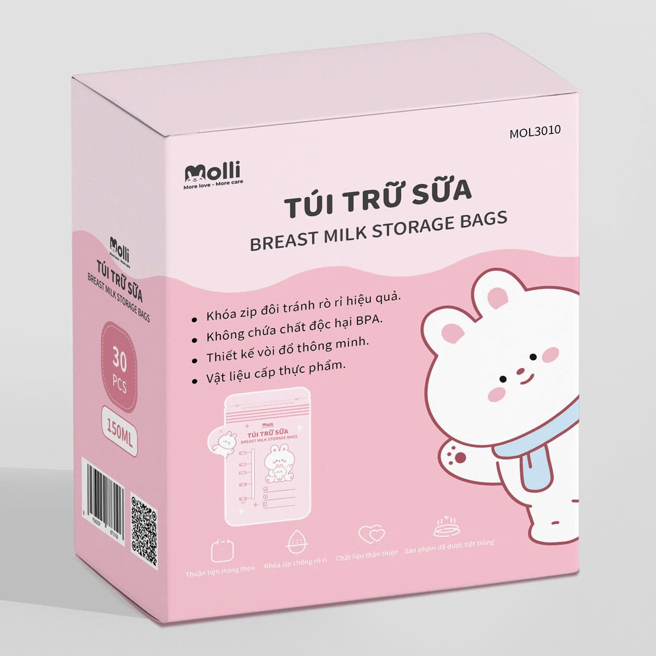 Túi trữ sữa Molli 150ml (30 chiếc/Hộp)